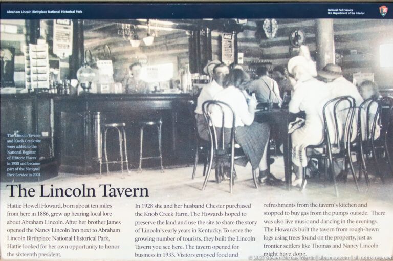 A panel titled “The Lincoln Tavern” shows patrons inside a historic tavern above explanatory text.
