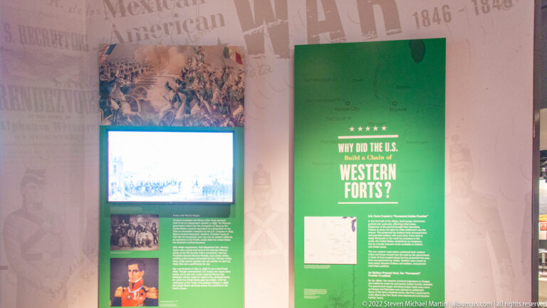A green panel asks “Why Did the U.S. Build a Chain of Western Forts?” above text and a document image.