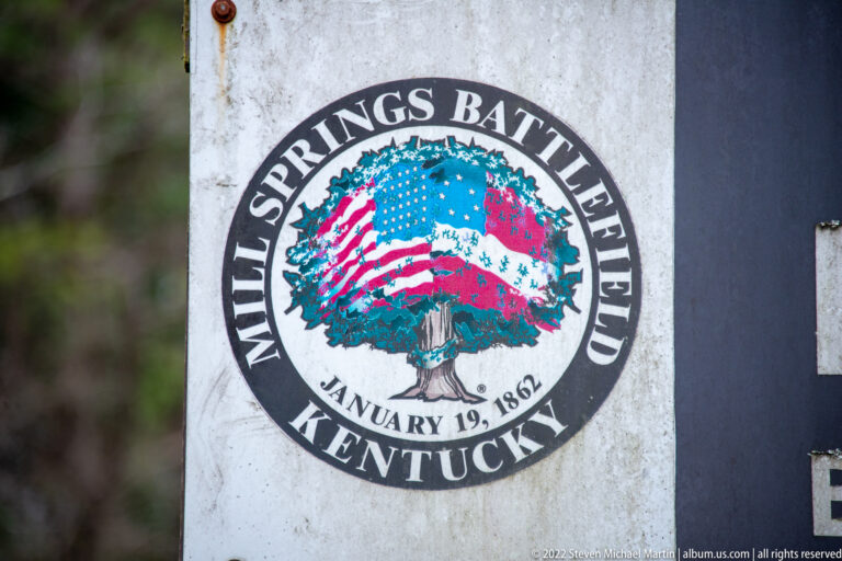 A Mill Springs Battlefield emblem shows a flag-colored tree and the date January 19, 1862.