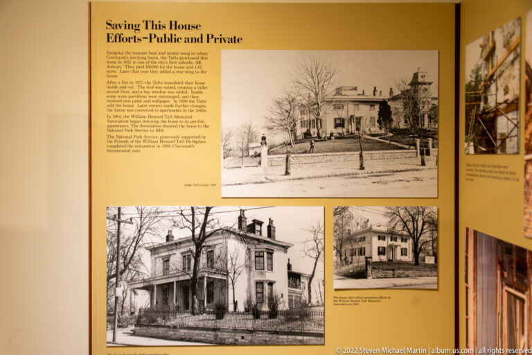 A Saving Taft’s House panel displays archival views of the residence and explanatory text.