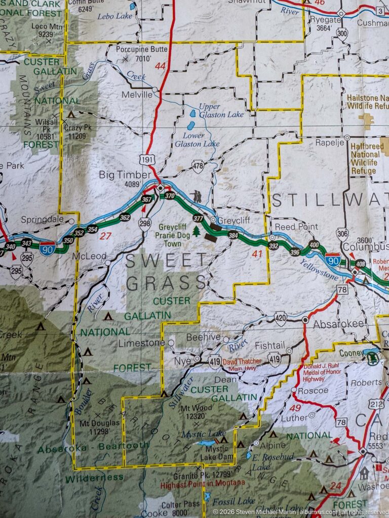 Road map of western Montana showing Missoula, Interstate 90, national forests, mountain ranges, and communities around the Garnet area.